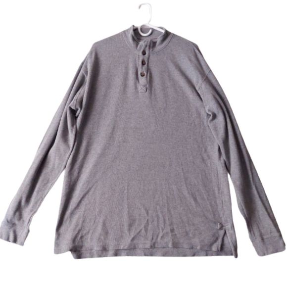 Duluth Trading Co Gray Henley Waffle Pattern Thermal Men's Size LT - Picture 1 of 14